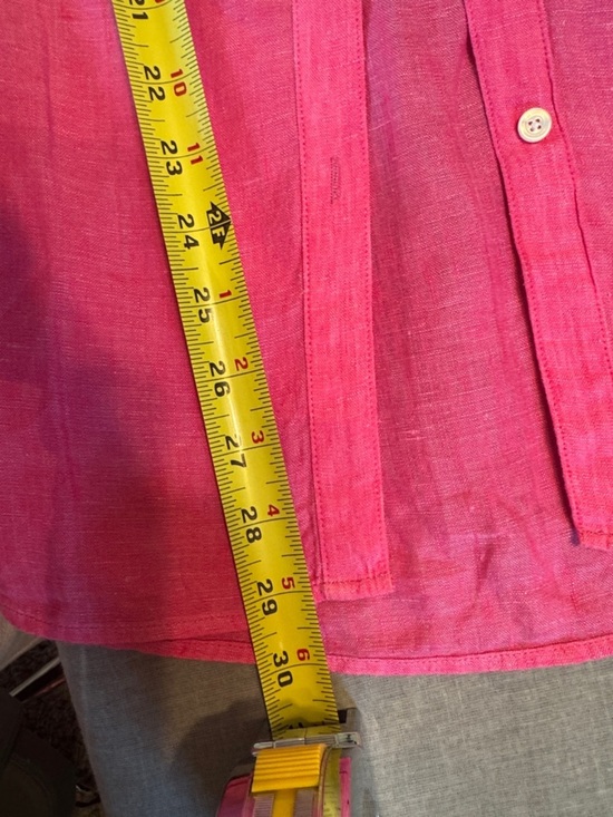 J McLaughlin M Pink Linen Button Front Shirt NWOT Long Sleeve Collared Blouse - Picture 5 of 7